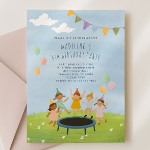 Trampoline Garden Party Anniversaire Invitation