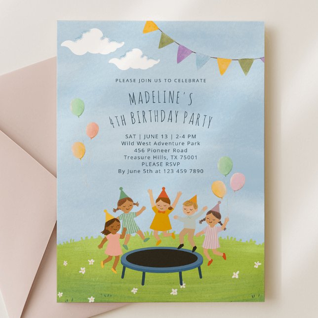 Trampoline Garden Party Anniversaire Invitation (Créateur téléchargé)