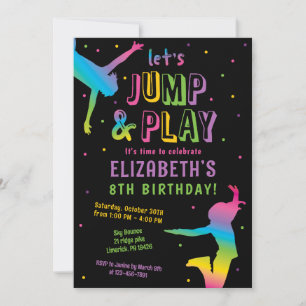 Trampoline Park Girls Anniversaire Fête Invitation