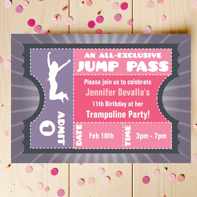 Trampoline rose et violet passe-passe Invitation (Créateur téléchargé)