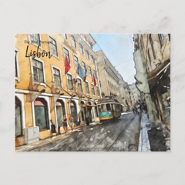 Tramway à Lisbonne Portugal Carte postale (Devant)