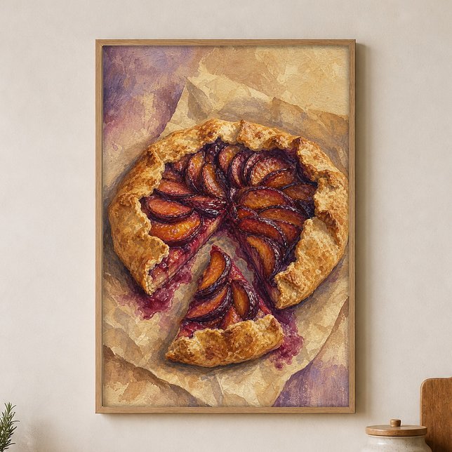 Tranche de galette de fruits Affiche aquarelle Cot (Shown framed for scale. Poster ships unframed; frames are an optional add-on.)