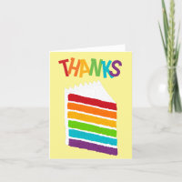 Tranche de gâteau arc-en-ciel Merci