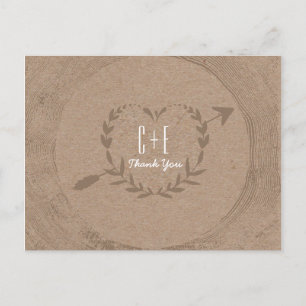 Tranche en bois rustique Carte postale Merci