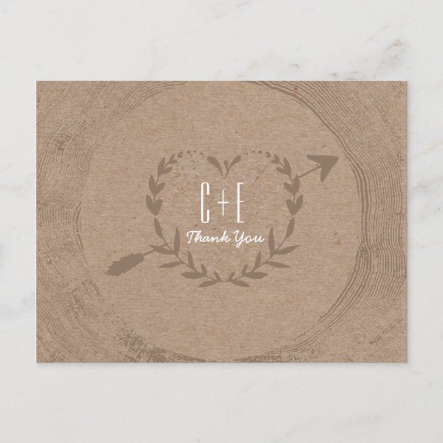 Tranche en bois rustique | Carte postale Merci (Devant)