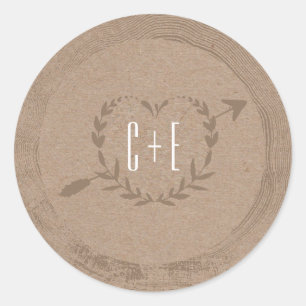 Tranche en bois rustique   Sticker Monogramme