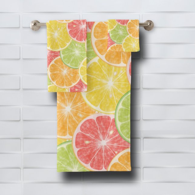 Tranches d'agrumes (Citrus Slices Bath Towel Set, buy as a set or by the piece.)