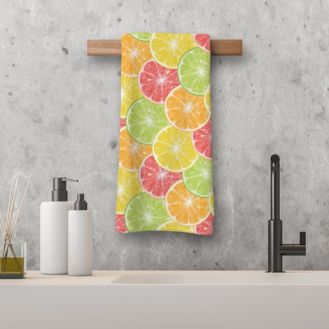 Tranches d'agrumes (Citrus Slices Hand Towel (Bath towel and washcloth available))