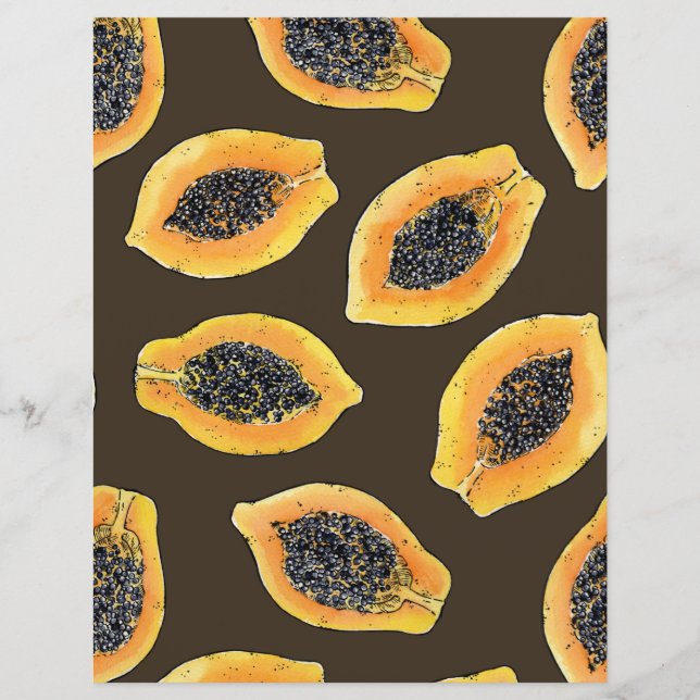 Tranches de Papaya sur brun foncé (Devant)