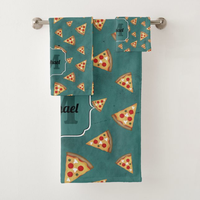 Tranches de pizza cool motif sarcelle vintage Mono (En situation)