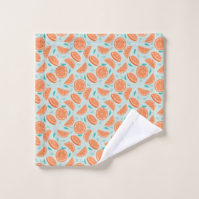 Tranches d'Oranges Motif-Turquoise Arrière - plan  (Gant de toilette)