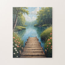 Tranquil Dock at Sunrise Puzzle