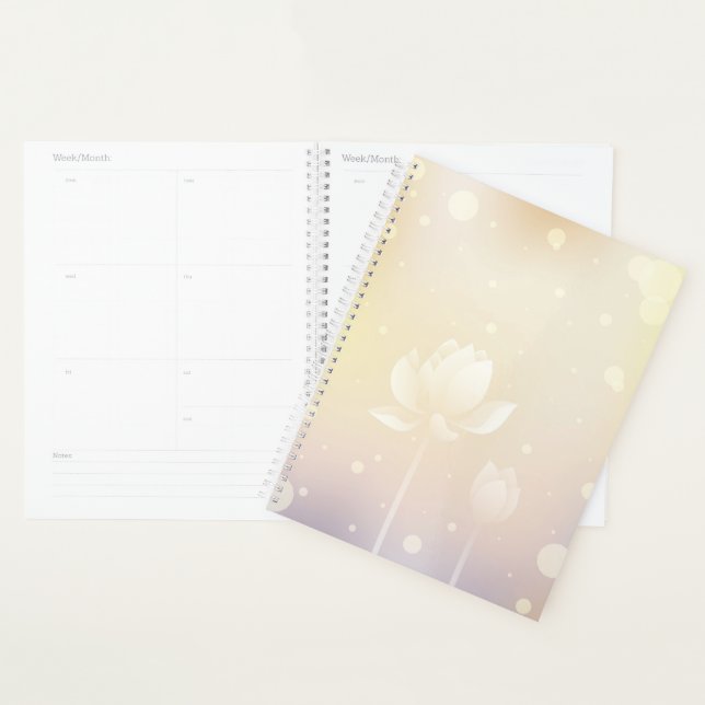 Tranquil Lotus Hardcover Daily Planner (Devant avec enveloppe)
