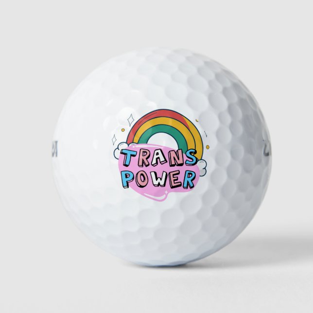 Trans Power LGBT avec des balles de golf arc-en-ci (Devant)