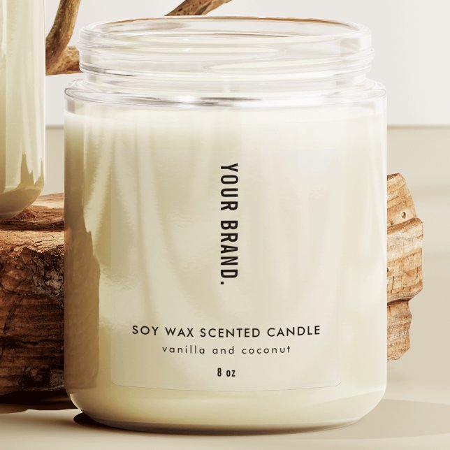 Translucide Moderne Minimaliste Clair Étiquettes (Translucent Candle Jar Square Label featuring modern fonts and minimal layout)