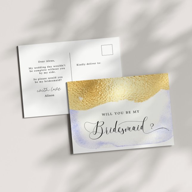 Transparent Blue Faux Foil Bridesmaid Invitation (Créateur téléchargé)