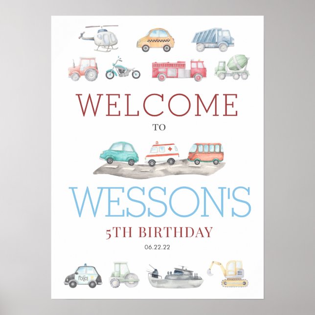 Transport Affiche de bienvenue d'anniversaire (Devant)