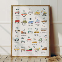 Transport Alphabet ABC Poster For Kids Room Decor