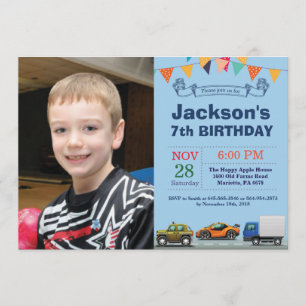 Transport Camion Anniversaire Photo Invitation