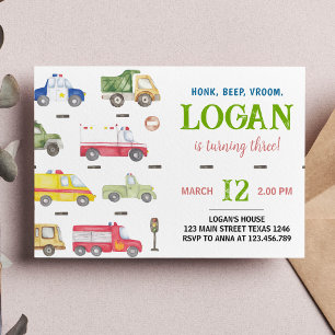 Transport Camions Invitation de fête d'anniversair