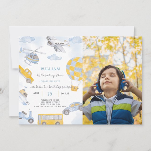 Transport Invitation Anniversaire Avec Photo (Devant)