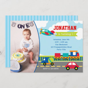 Transport Invitations d'anniversaire avec photo