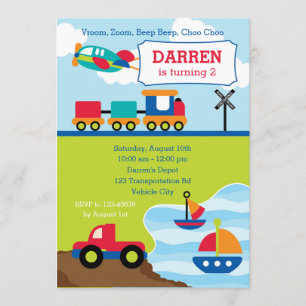 Transport Invitations d'anniversaire pour les garç