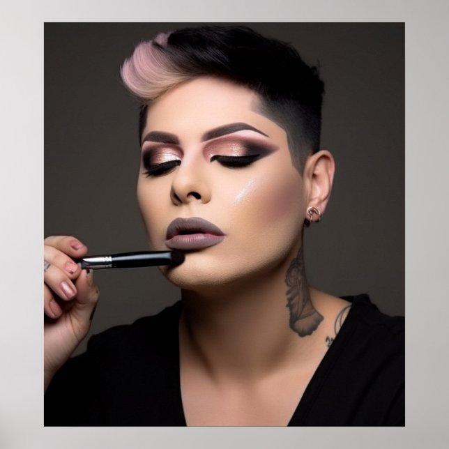 Transwoman finissant son affiche de maquillage (Devant)