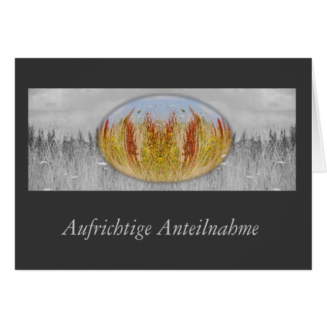 Trauerkarte Herbstwiese grau (Devant horizontal)