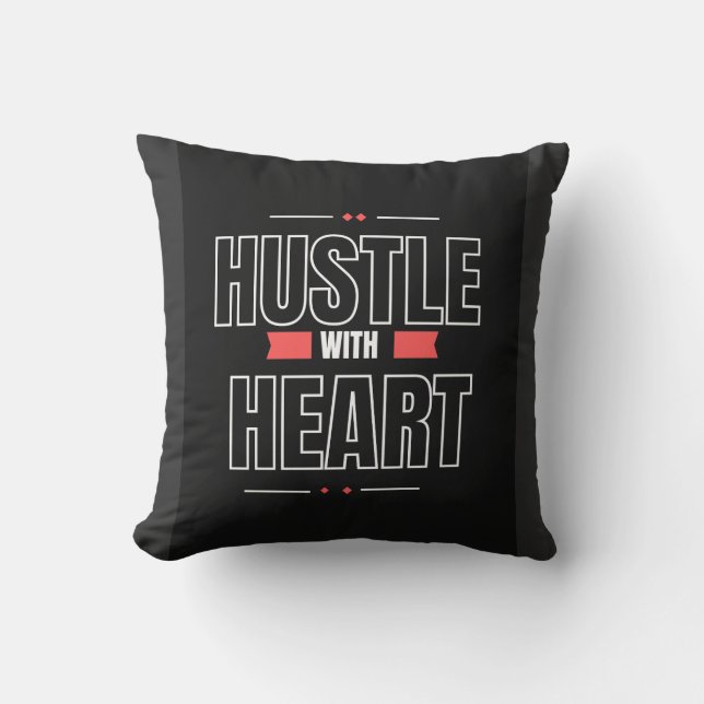Travail acharné avec cœur – Coussin de citation mo (Recto)