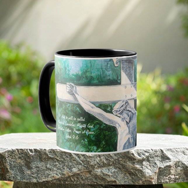 Travail d'art original Mug Noël-Isaïe 9:6 (Christian Scripture Mug)
