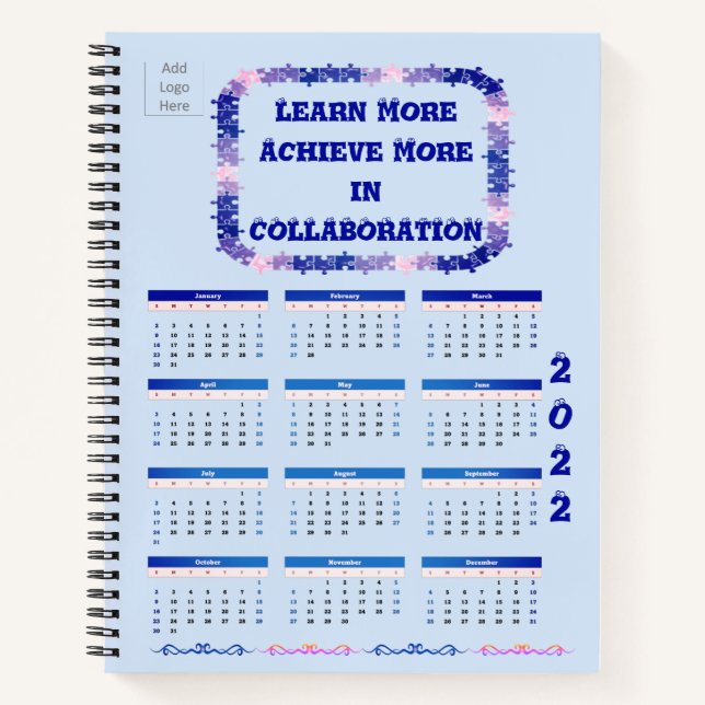 Travail d'équipe 2022 Carnet spiral bleu et rose (Devant)