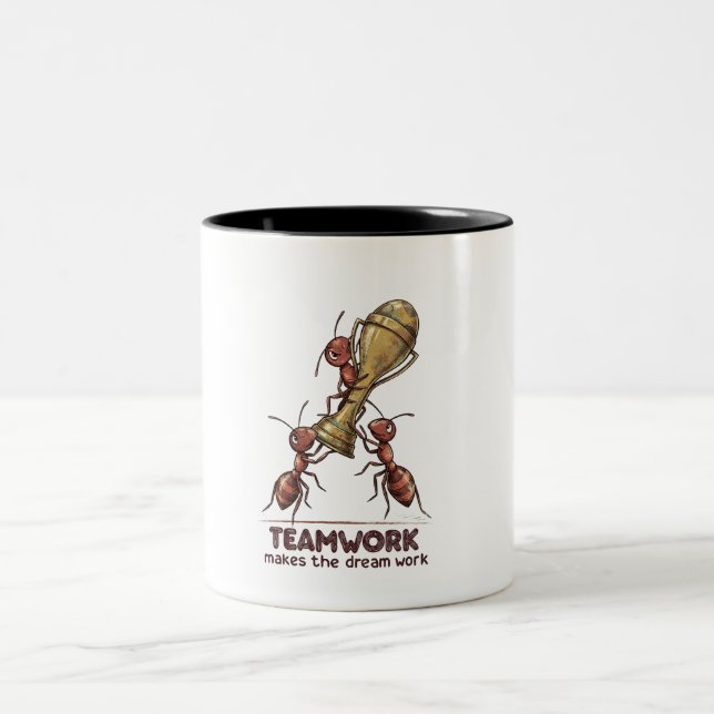 Travail D'équipe Rend Le Rêve Réel Mug À Café Drôl (Centre)