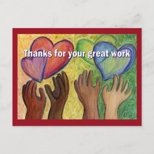 Travail Merci Cœurs Art Carte Postale