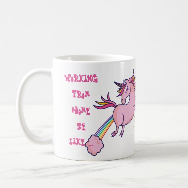 Travailler Drôle De La Mug À Domicile Unicorn Foli (Gauche)