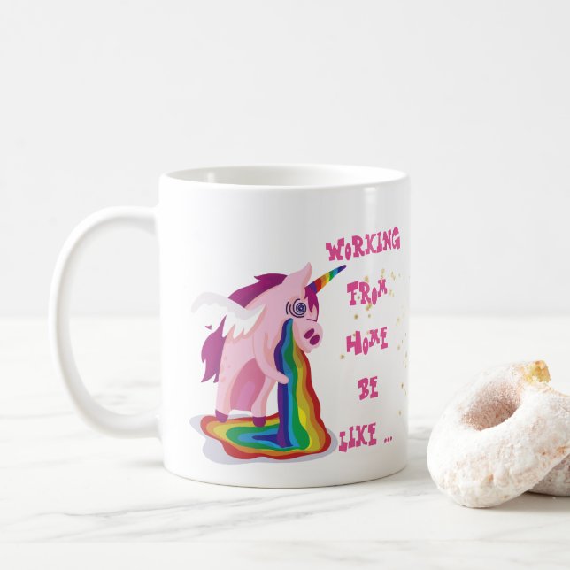 Travailler Drôle De La Mug À Domicile Unicorn Foli (Avec donut)