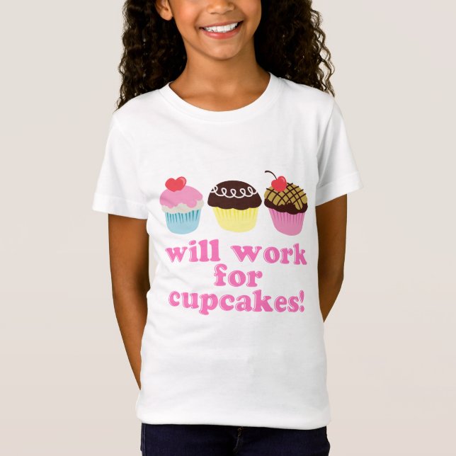 Travaillera pour Cupcakes Kids T-shirt (Devant)