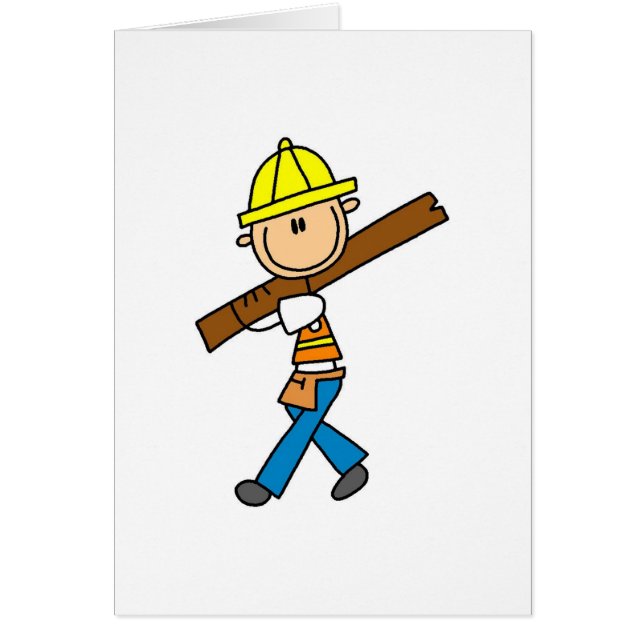 Travailleur de la construction avec le bois de (Devant)