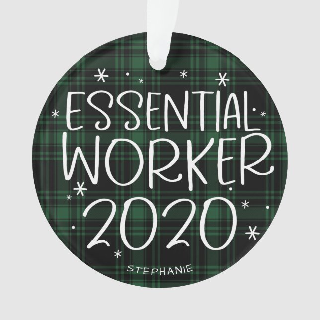 Travailleur essentiel 2020 Covid Noël Vert Plaid (devant)