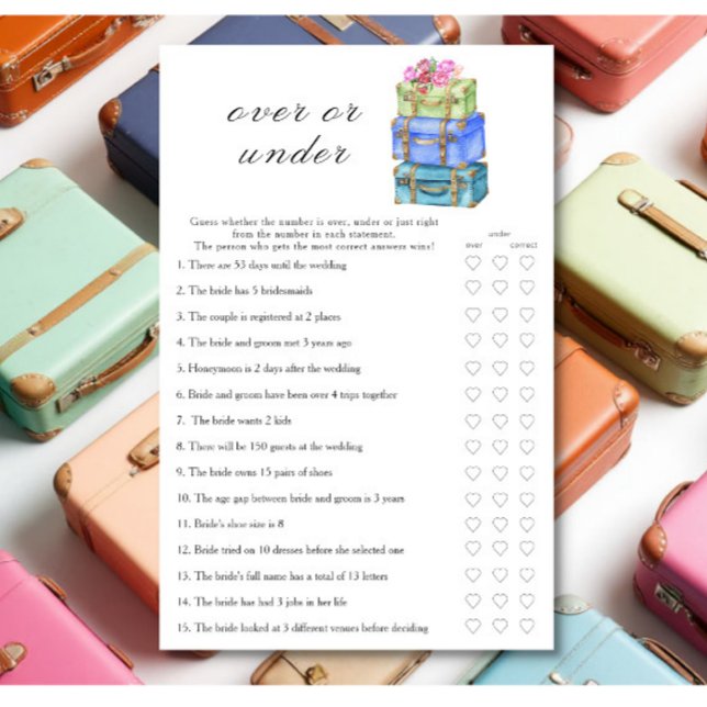 Travel Bridal shower  Over or under game (Créateur téléchargé)