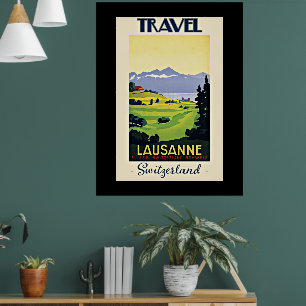 Travel Lausanne, poster vintage Suisse.