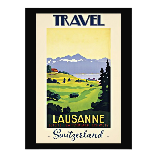Travel Lausanne, Suisse poster vintage, (Devant)