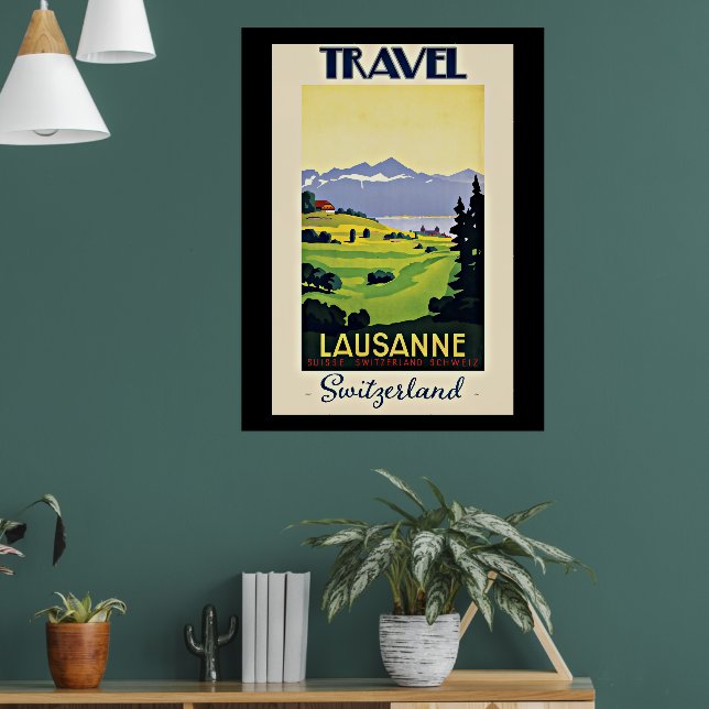 Travel Lausanne, Suisse poster vintage, (Salon 1)