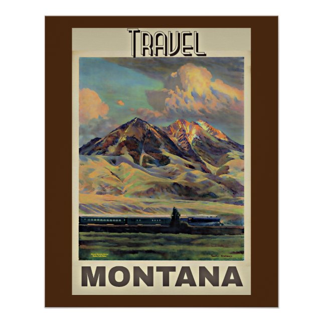 Travel Montana, poster vintage, (Devant)