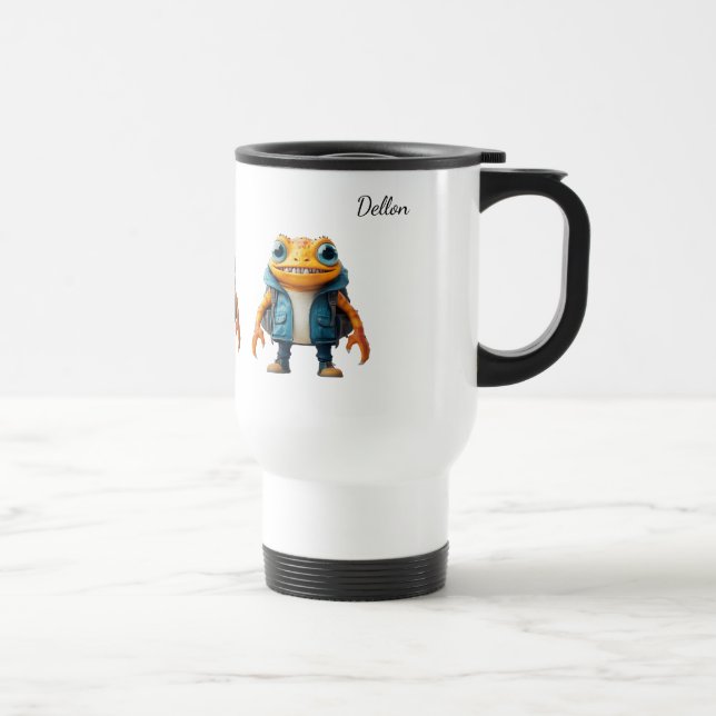 Travel mug with custom name and frog image (Droite)