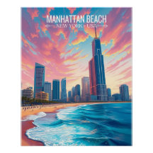 Travel Poster | Manhattan Beach Wallart Home Deco