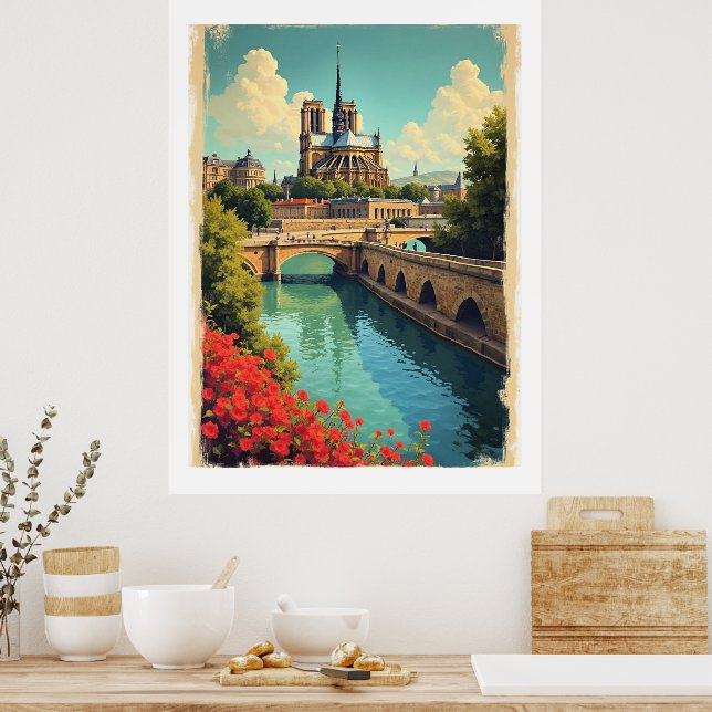 Travel poster Notre Dame, France, (Cuisine)