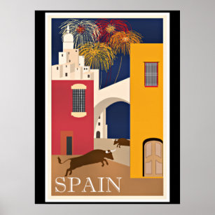Travel Spain, affiche de voyage vintage,