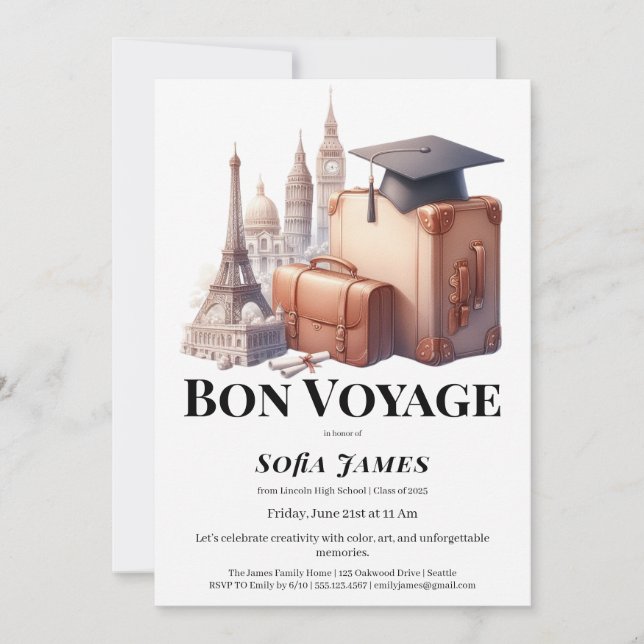Travel Theme Graduation Party Invitation (Devant)