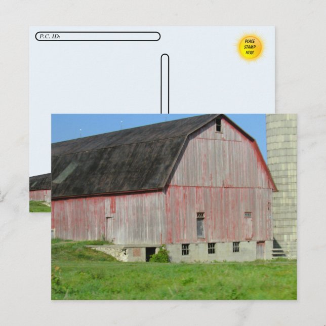 Traversée - Vielle grange rouge et carte postale S (Devant / Derrière)